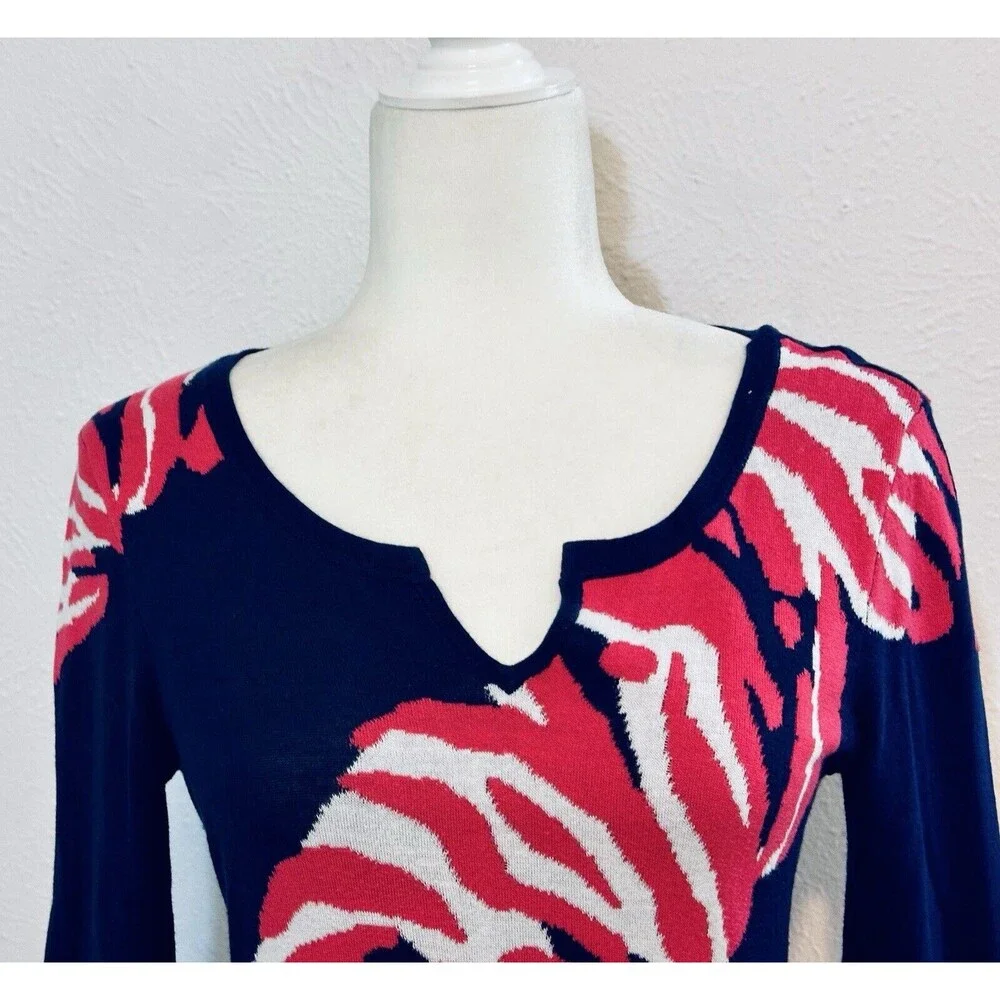 Lilly Pulitzer Women Size S Tiger Jacquard  Long Sleeve Sweater Art to Wear